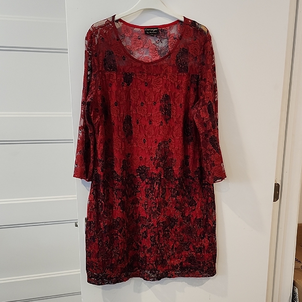 P2P 22" Gorgeous Elegant Red Lace Dress